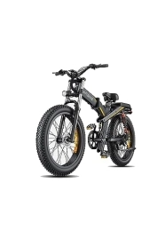 ENGWE Vélos électriques ENGWE X24 Vélo électrique pliable avec 24" x 4.0 Fat Tire Double Batterie Amovible 48V19.2AH / 10AH Lange 150 km, 3 Triple Suspension Shimano 8 Vitesses All Terrain Ebike (Noir)