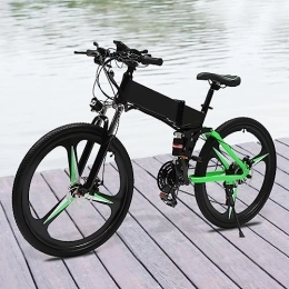 Fetcoi Vélos électriques Fetcoi VTT électrique 26” 36 V 250 W 21 vitesses Vélo électrique pliable avec écran LCD LED pour hommes et femmes Vert