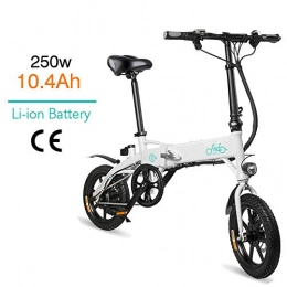Fiido vélo FIIDO D1 14 Pouces Bicicleta Eléctrica Urbana, 250W 10.4Ah Ebike Plegable Con LED Luz Bicicleta Para Adultos, Bicicleta Eléctrica Plegable Con Pedales de Bici