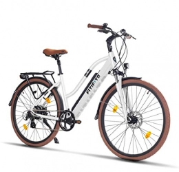 Fitifito Vélos électriques Fitifito CT28M Vélo électrique de ville Pedelec, moteur arrière 48 V 250 W, 7 vitesses Shimano, blanc – Gris