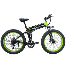 G.Z vélo G.Z Neige vélo électrique, en Alliage d'aluminium 4, 0 Fat Tire 26 Pouces Pliant Assistés VTT, 350W Moteur Puissant, 48V10A Batterie Amovible 7 Réglage de la Vitesse, Black Green