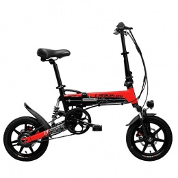 LANKELEISI vélo G100 de 14 pouces Vélo électrique pliant, moteur de 400W, suspension totale, double frein à disque, avec écran LCD, assistance de pédale de 5 niveaux (Black Red, 8.7Ah + 1 batterie de rechange)