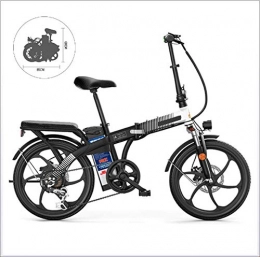 GJJSZ Vélos électriques GJJSZ Vélos pliants électriques 7 Vitesses Cadre en Acier à Haute teneur en Carbone 20 Pouces Une Roue vélo Pliant à Double Suspension
