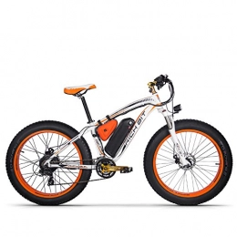 GUOWEI Vélos électriques GUOWEI Rich BIT RT-022 48V 17AH 1000W Fat Tire Snow Bicycle Motor Brushless Beach Mountain Ebike (White-Orange)