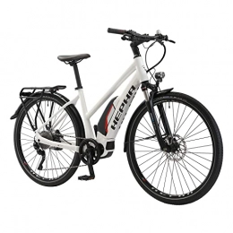 HEPHA vélo HEPHA Vélo électrique Trekking 5.0 pour femme 70 Nm Shimano E8000 Moteur central Pedelec 630 Wh Batterie amovible 10 vitesses Ebike 28" (blanc, RH 44 cm)