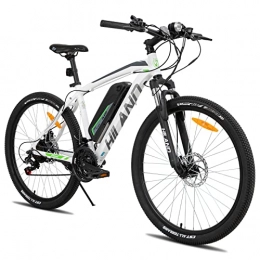  Vélos électriques HILAND E-Bike Vélo électrique E-Mountainbike E-MTB Moteur 250W, 27, 5 Pouces VTT pour Femmes et Hommes Shimano 21 Vitesses Frein à Disque Fourche Suspendue avec 36V 10.4Ah Batterie au Lithium Blanc