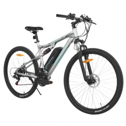 STITCH Vélos électriques HILAND Vélo électrique 29" pour homme et femme - VTT - Suspension complète - Avec moteur 250 W - 36 V 10, 4 Ah - 21 vitesses - Gris