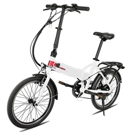 HH HILAND Vélos électriques HILAND Vélo électrique pliable 20 ", 36 V 250 W, avec dérailleur Shimano à 6 vitesses, vélo pliable léger en aluminium avec lumière pour homme et femme Blanc