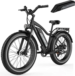 Himiway  Himiway Cruiser E-Bike Hommes Femmes avec Moteur 250W 25 Km / h, E-VTT avec Batterie 48V 17, 5Ah 840Wh, E-Fatbike 26" pour Adultes jusqu'à 96 Km, vélos électriques avec dérailleur 7 Vitesses