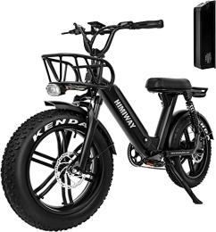 Himiway vélo Himiway Escape Pro E-Bike 48V 17.5Ah, E-Fatbike 20"×4" Femmes & Hommes, vélo électrique jusqu'à 80km, 7 Vitesses, Double Suspension avec siège arrière de 20cm Faire la Navette, Charge utile 160 kg