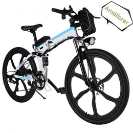 Hiriyt vélo Hiriyt Vélo Electrique 26" E-Bike - VTT Pliant 36V 250W Batterie au Lithium de Grande Capacité - Ville léger Vélo de avec moyeu 21 Vitesses (Blanc 3, 26 Pouces)