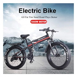 HOME-MJJ Vélos électriques HOME-MJJ 48V 1000W vélo électrique 12.8AH 26x4.0 Pouces Fat Tire 21speed Vélos électriques Pliable for Adultes Femme / Homme Cyclisme extérieur Work Out (Color : Red, Size : 48V-12.8Ah)