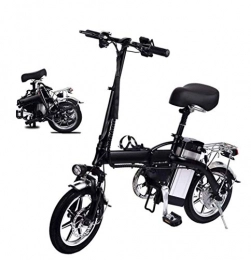 HSART vélo HSART Vélo électrique pliable pour adultes, 14" Mini Ebike avec moteur 350 W, batterie 48 V 10 Ah, vélo professionnel à double disque (Noir)
