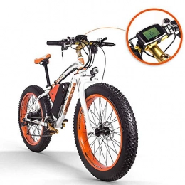 HUATXING Vélos électriques HUATXING 48V 17Ah 1000W 21 Vitesses Snow Mountain vélo électrique Fat Tire 26inch vélo électrique, Orange