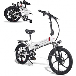 HWOEK Vélos électriques HWOEK Vélo Électrique Pliable, 350W Moteur 20" Adulte Ville Vélo Électrique 48V 10.4Ah Batterie Amovible 7 Vitesses Unisexe, Blanc