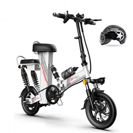 Hxl vélo Hxl Vélos électriques Vélo Pliant Portable 12 Pouces Trois Modes de Travail avec vélo électrique à Batterie Lithium-ION Amovible de 48v, Blanc, Lifetime60KM