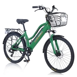 Hyuhome vélo Hyuhome Vélos électriques de 66 cm pour femmes et adultes, 36 V tous terrains avec batterie lithium-ion amovible pour vélo en plein air, voyage, entraînement (vert)