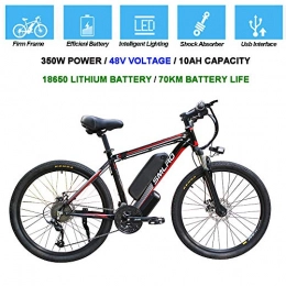 Hyuhome Vélos électriques Hyuhome Vélos électriques pour Adultes, 360W en Alliage d'aluminium Ebike vélos Amovible 48V / 10Ah Lithium-ION Rechargeable VTT / Commute Ebike, Black Red
