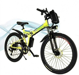 Jackbobo Vélos électriques Jackbobo Vélo électrique Pliable, vélos électriques 36V 250W, vélo de Montagne à Batterie au Lithium 8A, vélo électrique de Grande capacité de 26 Pouces avec Batterie au Lithium et Chargeur (Yellow)