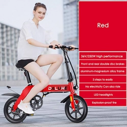 JIAOXM vélo JIAOXM Vlo lectrique Pliable, Moteur dent sans Brosse 250W, 3 Vitesses, Mode de Conduite 3, vlomoteur de Mode pour Hommes Femmes, Rouge, 50km