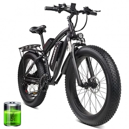 JOOMAR Vélos électriques JOOMAR Vélo électrique 26" - Pneus gras - 1000 W - 48 V - 17 Ah - Batterie au lithium amovible Shimano 21 vitesses - Pédale assistée Beach Snow - VTT électrique pour adultes