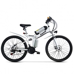 JUN Vélos électriques JUN Vélo électrique, 26 Pouces 36VAH avec Batterie au Lithium-ION Haute Pliante en Acier au Carbone Vélo électrique Voyage Neige vélo électrique, Blanc
