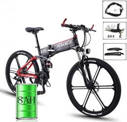 JXXU vélo JXXU 26" Vélos électriques for Adultes, en Alliage de magnésium E-Bikes Vélos Tout Terrain, Pliable Vélo de Montagne 36V 350W 8Ah Amovible au Lithium-ION for Hommes Montagne Ebike (Color : Black)