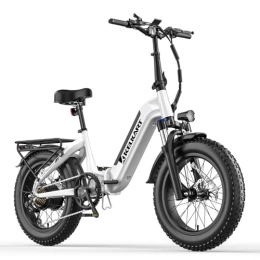 KELKART Vélos électriques KELKART GN20 Step-Thru Ebike pour Adulte 20'' Fat Tire Vélo électrique Pliable de Banlieue avec Batterie Amovible 48V 15AH et Double Frein à Disque