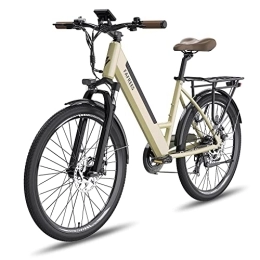 Kinsella Vélos électriques Kinsella F26 Pro 250W 26" Vélo de Trekking électrique City E-Bike 10Ah Support APP (Titane Or)