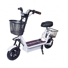 Kjy123 Mini Batterie de Lithium Ultra-légère de vélo électrique à vélo électrique pour Adulte, Bande d'absorption des Chocs Basket City Electric Commuter Bike (Couleur : White)