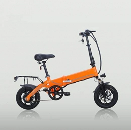 Langlin Vélos électriques Langlin 12"vélo électrique Pliable vélo Ville E-Bike Vitesse Max 25 kmh, 40KM à Longue Distance, Double Disque Brak, Vélo à Assistance électrique pour Voyage Trajets, Orange