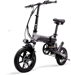 LANKELEISI Vélos électriques LANKELEISI G100 Mini vélo électrique Pliable Portable de 14 Pouces, Moteur Haute Vitesse 400W, Suspension Avant et arrière, avec écran LCD, Assistance à pédale à 5 Niveaux (Gris)