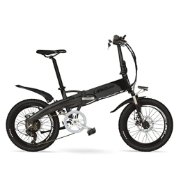 LANKELEISI vélo LANKELEISI G660 Vélo électrique Pliant de 20 Pouces 48V / 240W 10.4Ah Batterie au Lithium Vélo à Assistance électrique 7 Vitesses - 5 Positions de Vitesses Mini VTT (Noir-Gris+Batterie supplémentaire)