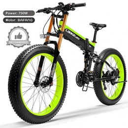 LANKELEISI Vélos électriques LANKELEISI T750plus Vélo de Neige Pliant électrique 26'', Moteur Bafang 750W de Haute qualité, Batterie au Lithium 48V, système d'exploitation optimisé (Green B, 10.4Ah)