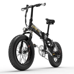 LANKELEISI vélo LANKELEISI X2000plus 7 Vitesses vélo électrique Pliant 48V Batterie au Lithium cachée 20 * 4.0 Pouces Gros Pneu VTT Vélo Montagne Neige vélo pour Adulte (10.4Ah, Black Grey)