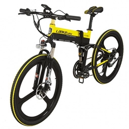 SMLRO vélo LANKELEISI XT750 - 26 pouces pleine suspension Ebike 48V pleine suspension 7 vitesses Lithium E-vlo montagne - moteur lectrique de vlo 240 Watt (Noir - jaune)