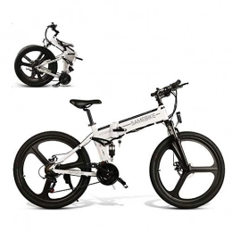 LCLLXB Vélos électriques LCLLXB SIMEBIKE Vélo électrique 2020 Pliant avec Batteries Lithium-ION 48V 10.4Ah, Absorption des Chocs Haute résistance et 21 Vitesses pour vélo électrique, Nouveau vélo de Montagne, White