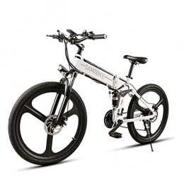 LCLLXB Vélos électriques LCLLXB Vélo électrique 26 Pouces Repliable pour vélo électrique, Nouveau vélo de Montagne 2020 Pliant avec Batteries Lithium-ION 48V 10.4Ah, Absorption des Chocs Haute résistance et 21 Vitesses, White