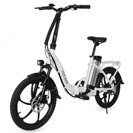 LFANH vélo LFANH Pliant Vélo Électrique E Vélo, Jusqu'à 30 Km / H 20 Pouces Réglable Vitesse Cyclomoteur Pliant Vélo Électrique Vélos, 250W / 36V Batterie Rechargeable Au Lithium, Adulte Unisexe, Blanc