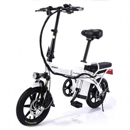 LOVE-HOME vélo LOVE-HOME Pliant vélo électrique, 14 Pouces Adulte / Enfant Vélo électrique, Amovible Batterie Rechargeable au Lithium, 48V / 350W / 10Ah Haute Configuration E-Bike, Blanc