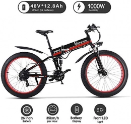 LPKK Vélo électrique, E-Bike 26inch vélos 4.0 Fat Tire Vélo électrique 1000W électrique Plage Vélo 48V Mens VTT Neige 0814