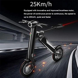 Lunzi vélo Lunzi Vlo lectrique pliant portatif d'extrieur, vitesse maximale de 25 km / h jusqu' 40-60 milles de lumires DEL, moteur silencieux de 36 V 250 W, batterie Lithium Lon charge courte - noir