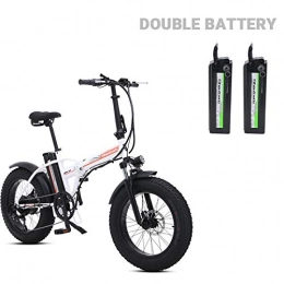 Minkui vélo Minkui Vélo électrique 4.0 Fat Tire Beach Cruiser Booster vélo électrique Pliant 48V E-Bike-Blanc-Double Batterie