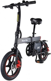 Moovway Vélos électriques MoovWay Vélo Électrique Pliable, Jusqu'à 30km / h, Vitesse Réglable 14" Urban Bike, Autonomie 25km, Batterie 36V / 6.0Ah 350W, Adulte Unisexe, Noir