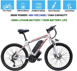 MRXW Vélos électriques MRXW des vélos électriques pour Les Adultes, 360W Alliage d'aluminium vélo Ebike Amovible 48V / 10Ah Montagne Batterie Lithium-ION vélo / Commute Ebike, Blanc Rouge