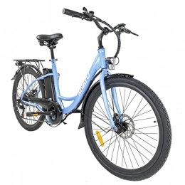 Myatu Cityblitz Vélo électrique pour femme 26" 10 Ah Batterie 6 vitesses Shimano Bleu