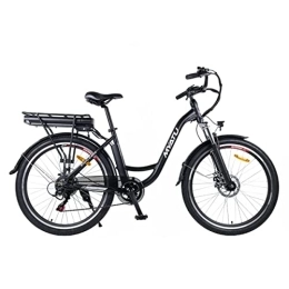 MYATU Vélos électriques Myatu Vélo de ville E 26" pour femme avec moteur arrière, batterie 12, 5 Ah 6 vitesses Shimano, 250 W (noir)