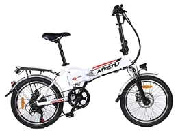 Farger vélo Myatu Vélo électrique pliable 20" avec dérailleur Shimano 7 vitesses, batterie 36 V 10, 4 Ah, moteur arrière 250 W (blanc)