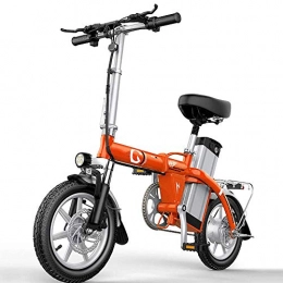 NXXML Vélos électriques NXXML Vélo électrique Pliant 14 Pouces, avec Batterie Lithium-ION Amovible 48V10.4AH, Cadre en Alliage d'aluminium pour Moteur 400W, Orange