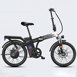 NYPB vélo NYPB Vélo électrique Pliant pour Dames, vélo électrique Unisexe 20 Pouces, Batterie 48V, lumière LED, capacité de Charge 100 kg, Cadre en Acier au Carbone (Schwarz)
